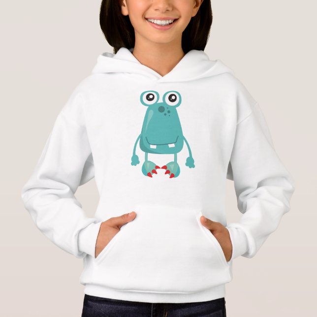 Cute Monster, Blue Monster, Funny Monster, Fånig T Shirt (Framsida)