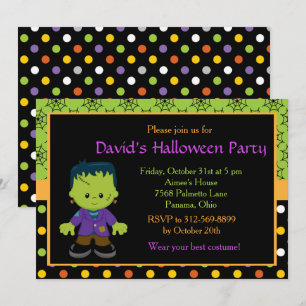 Cute Monster Boy Halloween Costume Party Inbjudningar