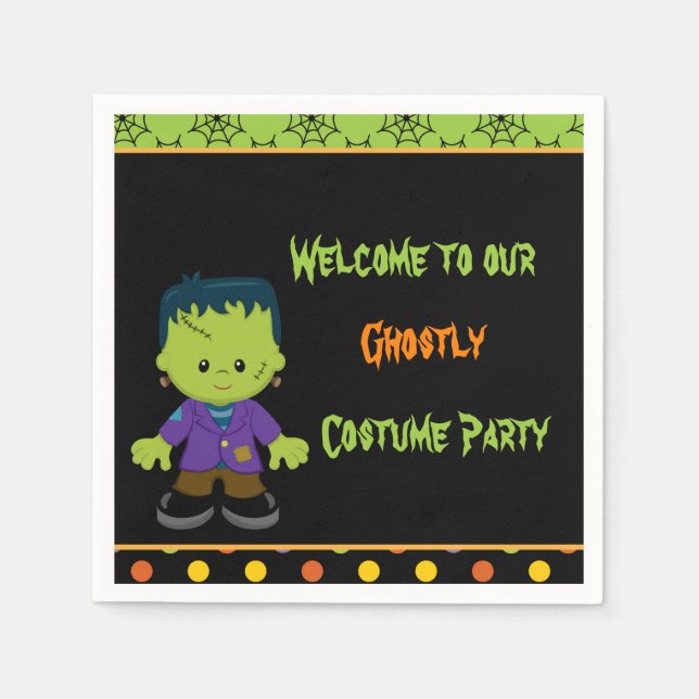 Cute Monster Boy Halloween Costume Party Pappersservett (Framsidan)