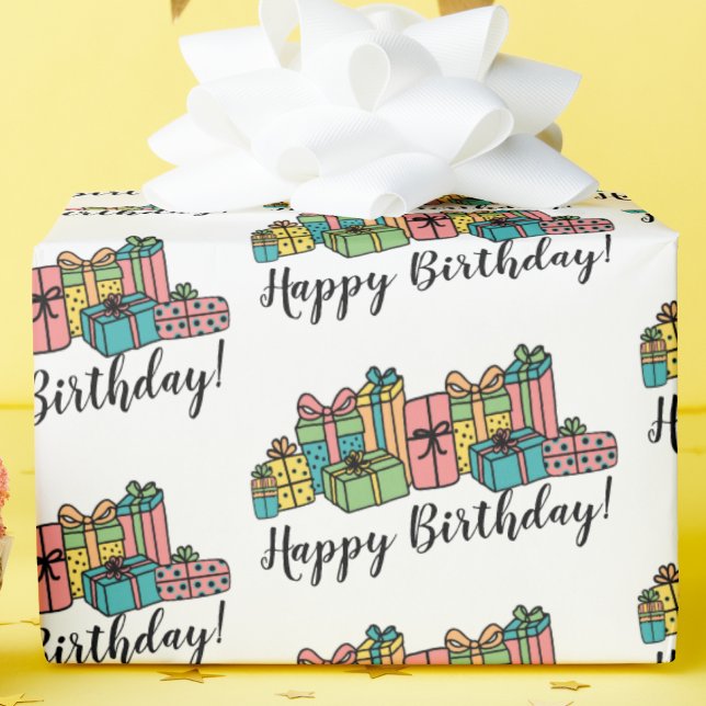 Cute Mönster Colorful Birthday Presentpapper (Fun Classic Modern Pattern Colorful Birthday Wrapping Paper)