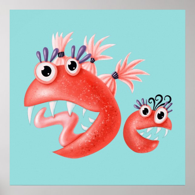 Cute Monster Crazy Funny Kids Poster (Framsidan)