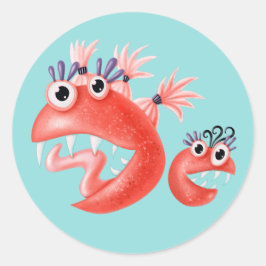 Cute Monster Crazy Funny Kids Runt Klistermärke