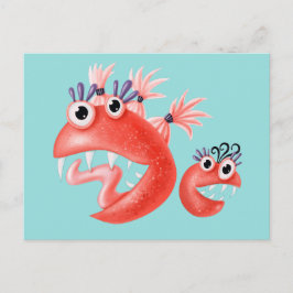 Cute Monster Crazy Funny Kids Vykort