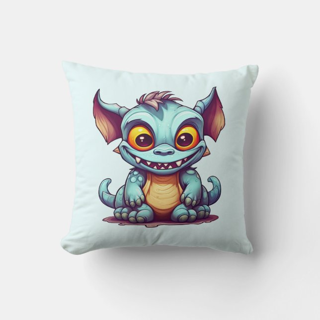 Cute Monster Dragon Little Tom Dekorativ kudde (Framsida)