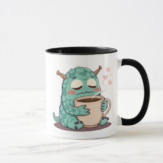 "Cute Monster Drinking Coffee Mugg