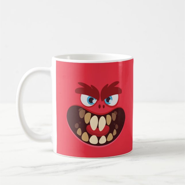 Cute Monster-för barn röda design Kaffemugg (Vänster)
