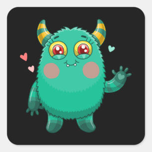 Cute monster fyrkantigt klistermärke