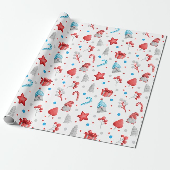 Cute Mönster i Gnomes, Stars, Polkagrisar, Träd Presentpapper (Utrullad)