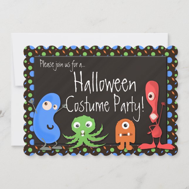 Cute Monster Kids Halloween Costume Party Inbjudningar (Framsida)