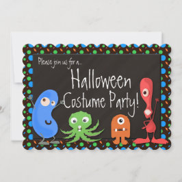 Cute Monster Kids Halloween Costume Party Inbjudningar
