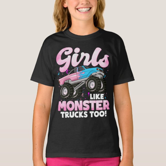 Cute Monster Lastbil flickor som Monster Lastbilar T Shirt (Framsida)