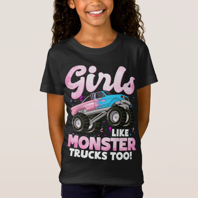 Cute Monster Lastbil flickor som Monster Lastbilar T Shirt (Framsida)