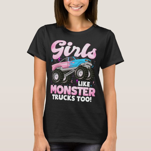 Cute Monster Lastbil flickor som Monster Lastbilar T Shirt (Framsida)