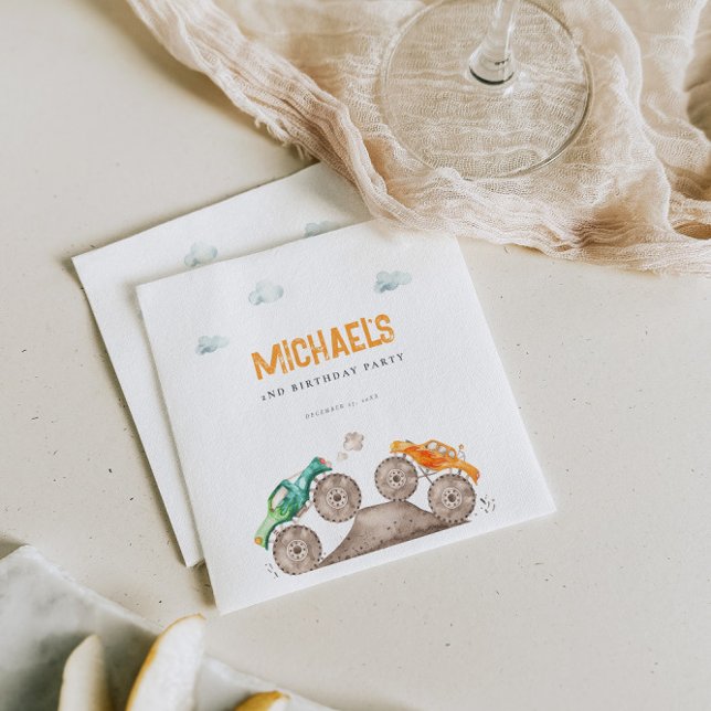 Cute Monster Lastbilar Birthday Pappersservett (Skapare uppladdad)