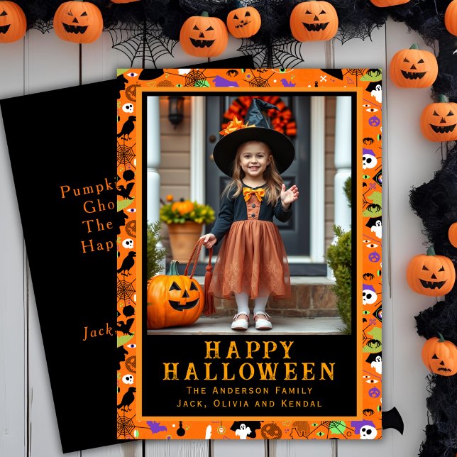 Cute Monster Mash-up Anpassningsbar Halloween Phot Julkort (Cute Monster Mash-Up Custom Halloween Photo Holiday Card)
