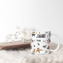 Cute mönster med fotografier av katter och kattung Två-Tonad mugg