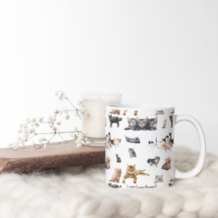 Cute mönster med fotografier av katter och kattung Två-Tonad mugg