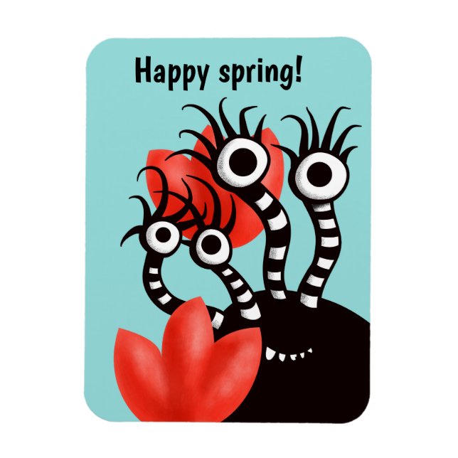 Cute Monster med fyra Ögon Abstrakt Tulies Magnet (Vertikal)