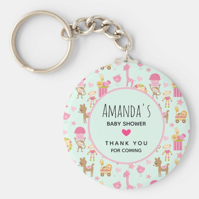 Cute Mönster med Lycklig Animals & Leksaker Baby S Nyckelring (Framsidan)