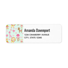 Cute Mönster med Lycklig djur och Leksaker Returadress Etikett