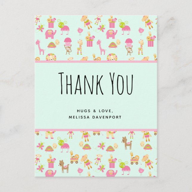 Cute Mönster med Nursery Animy & Leksaker Tack Vykort (Framsida)