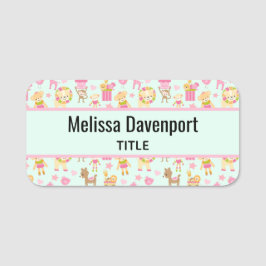 Cute Mönster med vismdjur och Leksaker Namnbricka