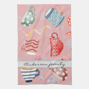 Cute mönster monogrammade keepéröd jul kökshandduk