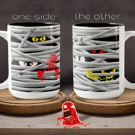 Cute Monster Ögon Mummy Halloween Två-Tonad Mugg
