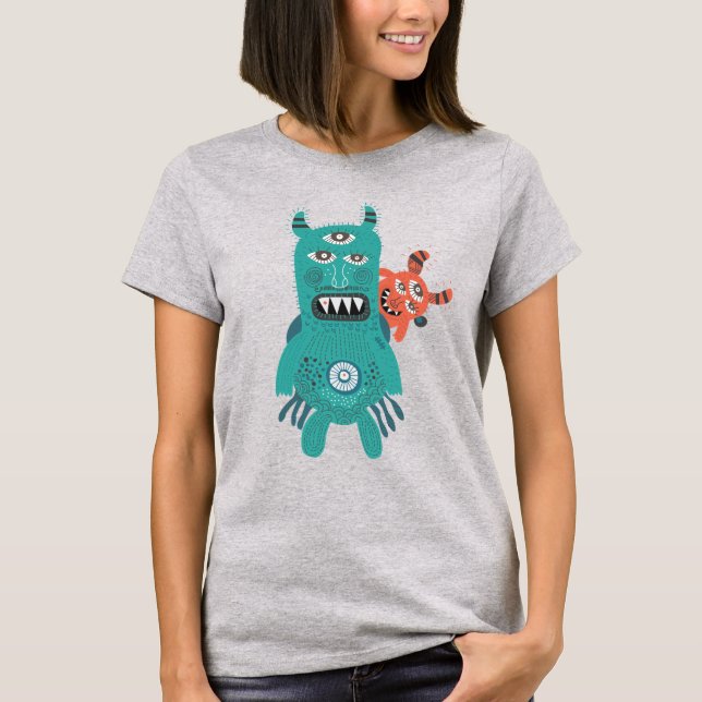 Cute Monster Parent och Child T Shirt (Framsida)