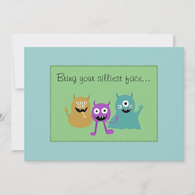 Cute Monster Party-inbjudan Inbjudningar (Framsida)