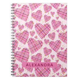 Cute Mönster Pput Rosa Hearts Faux Glitter Namn Anteckningsbok