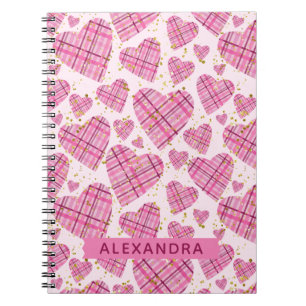 Cute Mönster Pput Rosa Hearts Faux Glitter Namn Anteckningsbok