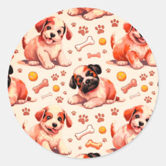 Cute Mönster Puppy Stickers Runt Klistermärke