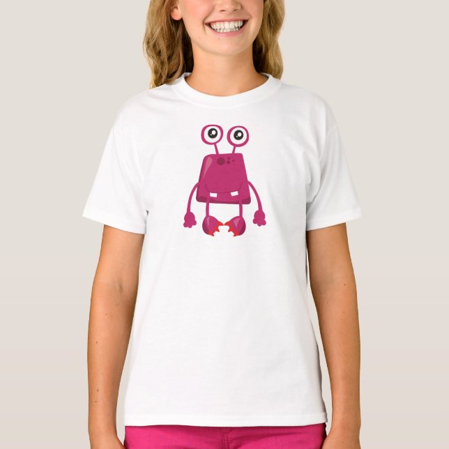 Cute Monster, Rosa Monster, finansmonster, Fånig T Shirt (Framsida)