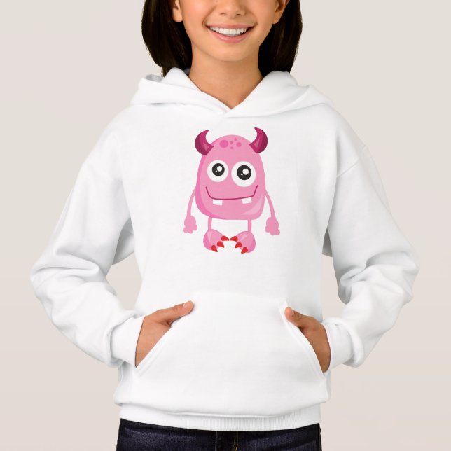 Cute Monster, Rosa Monster, finansmonster, horn T Shirt (Framsida)