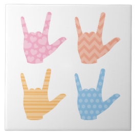 Cute Mönster Sign Language I Kärlek du signerar De Kakelplatta
