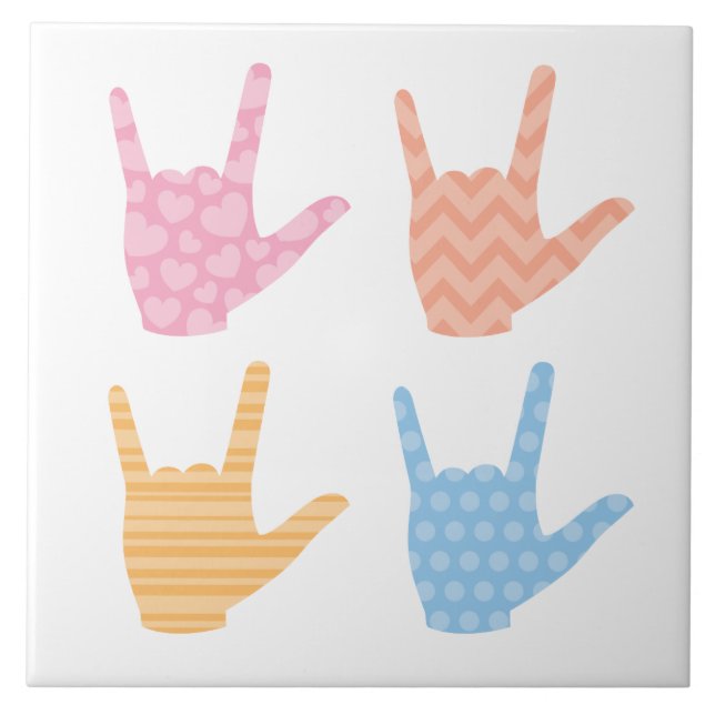 Cute Mönster Sign Language I Kärlek du signerar De Kakelplatta (Framsidan)