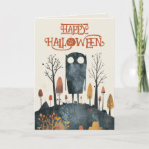 Cute Monster Spooky Fall Scenery Happy halloween
