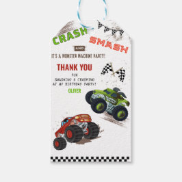 Cute Monster Tack Car Lastbil Barns födelsedag Presentetikett