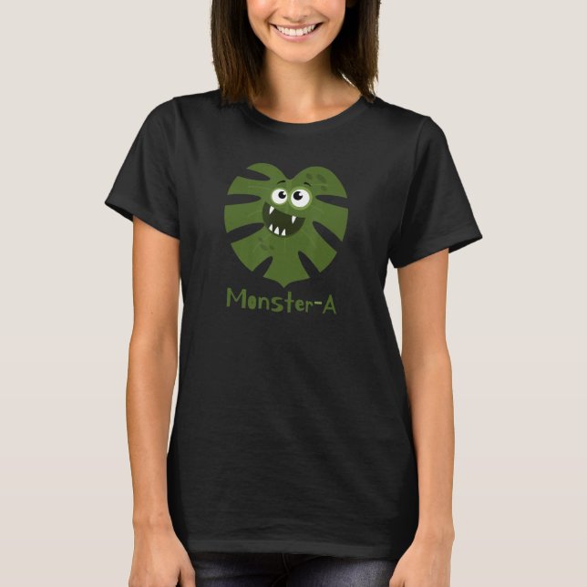Cute Monstera Leaf  Monster  A T Shirt (Framsida)
