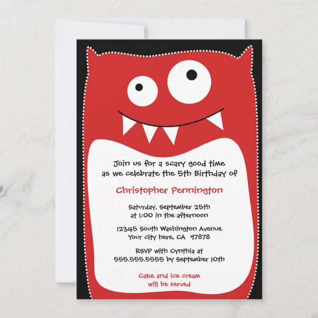 Cute monsterkuddar födelsedagsfest inbjudan (Framsida)