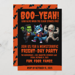 Cute Monsterrial Fright Day Halloween fest Inbjudningar