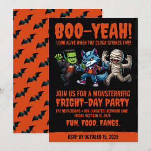 Cute Monsterrial Fright Day Halloween fest Inbjudningar