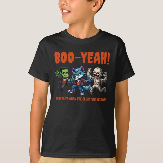 Cute Monsterrial Fright Day Halloween fest T Shirt (Framsida)