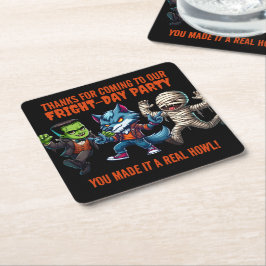 Cute Monsterrial Fright Day Halloween fest Underlägg Papper Kvadrat