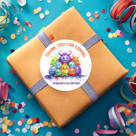 Cute Monsters Barns födelsedag Party Sticker Runt Klistermärke