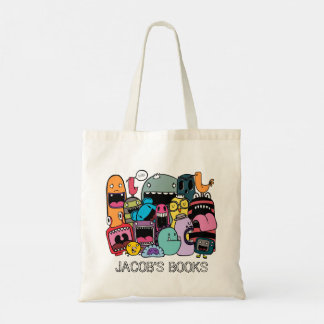 Cute Monsters Characters Namn Bibliotek Bok Tygkasse