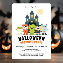 Cute Monsters Costume Halloween fest-inbjudan Inbjudningar