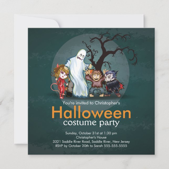 Cute Monsters Halloween Costume Party-inbjudan Inbjudningar (Framsida)
