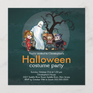 Cute Monsters Halloween Costume Party-inbjudan Inbjudningar